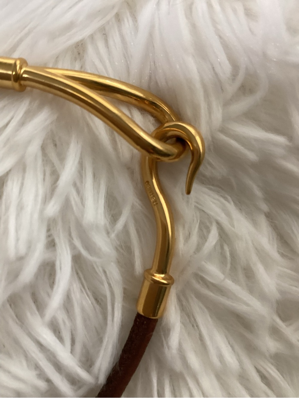 Hermes Jumbo Gold Hook Leather Double Wrap Bracelet or Choker $ is for one, - Picture 5 of 12